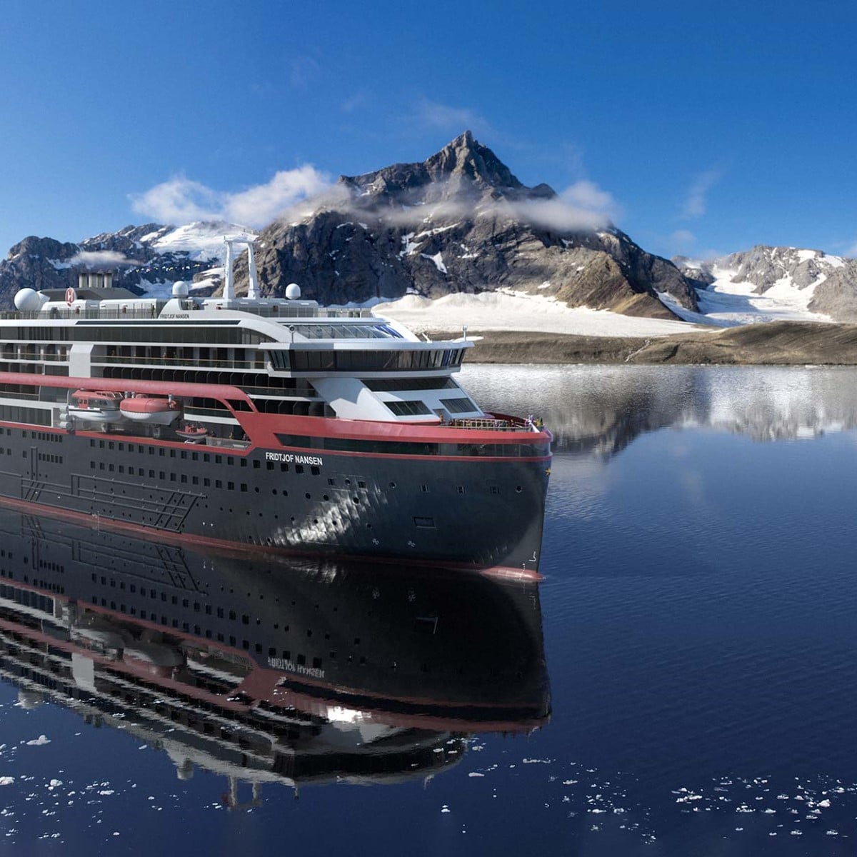 You are currently viewing 125 Jahre Entdeckungsreisen: Hurtigruten Expeditions tauft Hybridschiff MS Fridtjof Nansen in der Arktis